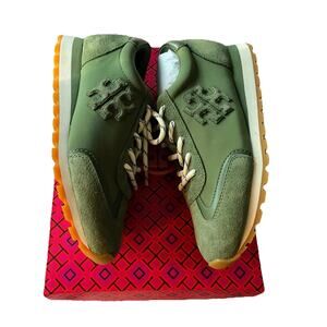 Tory Burch Sneakers Green New Box Vintage Tennis Lightweight Training Shoe 7.5